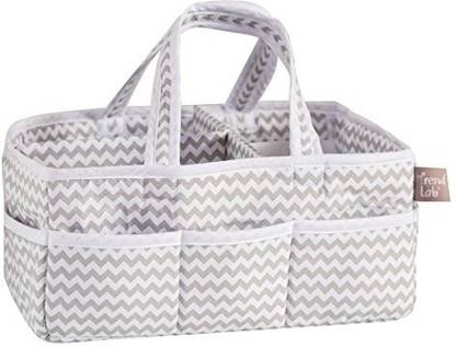 Trend Lab Dove Gray Chevron Storage, Nursery, Diaper Caddy - White/Gray