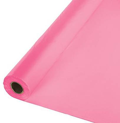 Creative Converting 100' Roll Plastic Table Cover, Candy Pink
