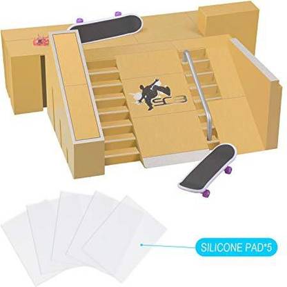 Wayin WayIn Fingerboard Skate Park Kit Ramp Parts 5pcs Mini Finger Skateboard Rails Starter Kit with Silicone Mat Set (5pcs) (with Accessories)
