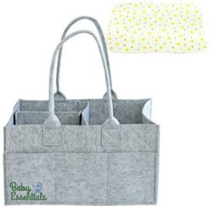 Baby Essentials Diaper Caddy - Nursery Storage Bin and Car Organizer for Diapers and Wipes + FREE Changing Pad