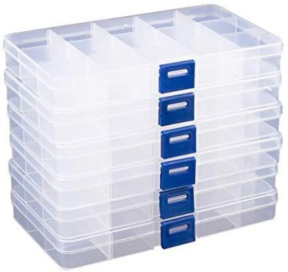OriGlam 1pcs Plastic Organizer Storage Box with Adjustable Dividers Jewelry Storage Container Box for Office Supplies Beads Crafts Fishing Tackles Blue