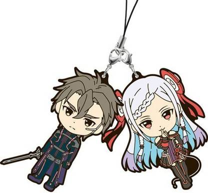Genrc SAO Sword Art Online The Movie Ordinal Scale Rubber Strap Eiji/Yuna Set of 2 Banpresto Lottery Ichiban-Kuji Premium