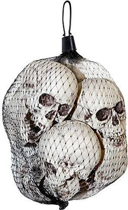 Sunstar Bag of 6 Small Plastic 3 Skulls with Moveable Jaws Halloween Decor Props