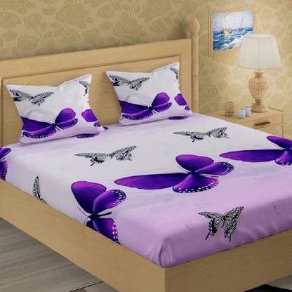 Home Garage Microfiber Double Flat 141 TC Printed Bedsheet