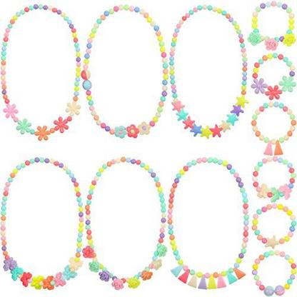 Bememo 6 Sets Of Princess Necklace Bracelet Kids Play Jewelry Little Girls Costume Necklaces Toddler Dress Up Jewelry