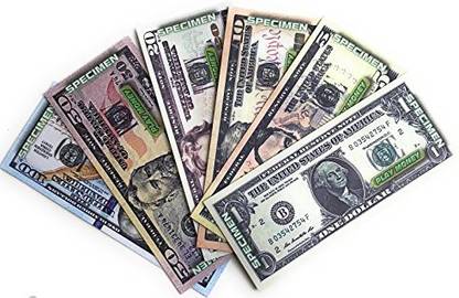 Kidsthrill Educational Play Money Prop Money Two-Sided Print 72 Bills Real Looking Fake Money Monopoly