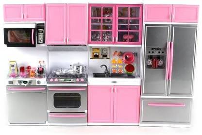 Velocity Toys 'Deluxe Modern Kitchen' Battery Operated Toy Kitchen Playset, Perfect For Use With 11.5" Tall Dolls