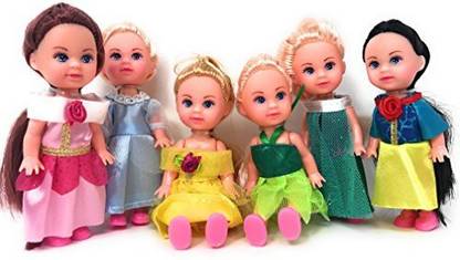 OKK TOYS 6 Fairy Tale Beautiful Pretty 3.5" Little Doll Set For Girls | Dress Up Pretend Play For Hour | 6 Different Princess Styles And Outfits Toy