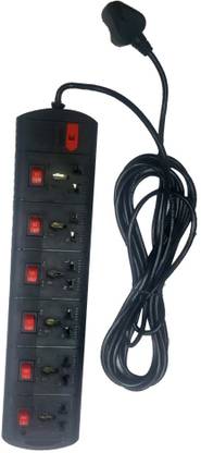 Element Extension_Rectangle Black 6  Socket Extension Boards