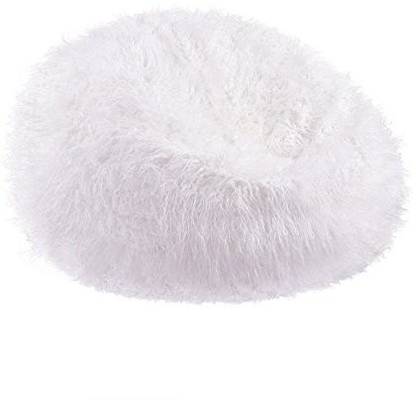 Acanva Large Plush Faux Fur Teardrop Slacker Bean Bag Chair for Adult and kid, White