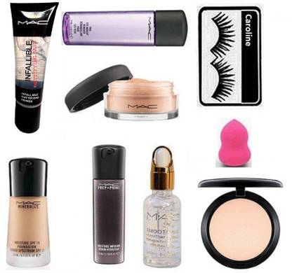 caroline Eyelashes , Mattifying Base Primer , Face Serum , Makeup remover , Loose Powder , Compact ,Primer ,Foundation , Puff