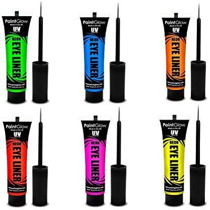 PaintGlow Uv Blacklight Reactive Eye Liner 6 Color Variety Pack 10 ml