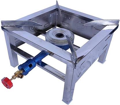 LNR SINGLE BURNER 15"X15" STAINLESS STEEL MANUAL GAS BHATTI/GAS STOVE Stainless Steel Manual Gas Stove