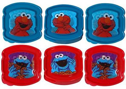 Evriholder Holographic 3D Sesame Street Sandwich Sav'r Container 6-Pack (Elmo & Cookie Monster) 6 Containers Lunch Box