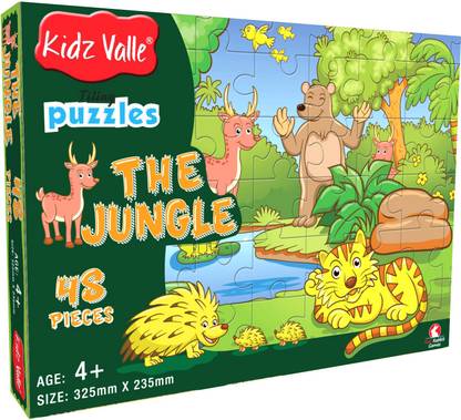 Kidz Valle The Jungle 48 Pieces Tiling Puzzles ( Jigsaw Puzzles , Puzzles for Kids, Floor Puzzles ), Puzzles for Kids Age 4 Years and Above. Size: 32.5 cm X 23.5 cm