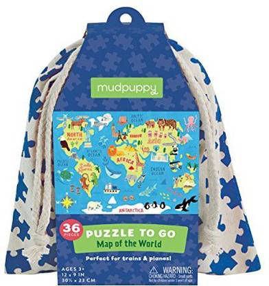 Mudpuppy Map Of The World To Go Puzzle (36 Piece)