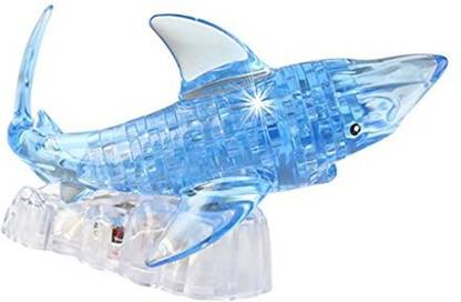 MagiDeal 3D Crystal Puzzle Diy Flash Shark Jigsaw Miniature Assembly Model Gift Toy