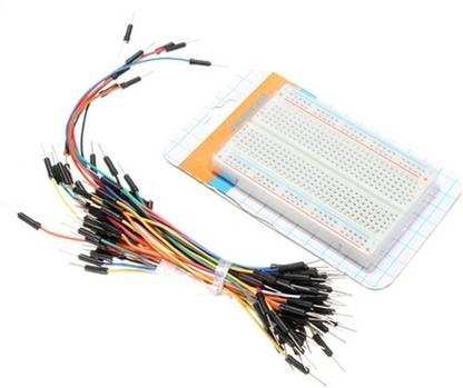 Robokitshop MINI 400 POINTS SOLDERLESS PROTOTYPE PCB BREADBOARD WITH 65 PCS MALE TO MALE JUMPER WIRE Interconnect Electronic Hobby Kit
