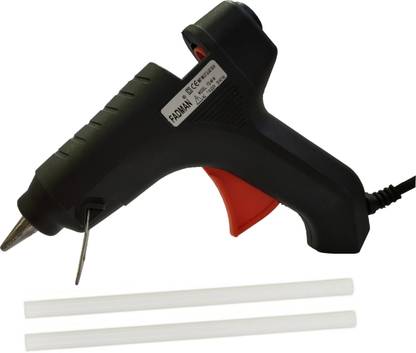 FADMAN Black 40 Watt | Red Trigger | Hot Melt Glue Gun | 2 Transparent Adhesive Glue Stick | Standard Temperature Corded Glue Gun
