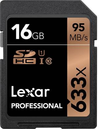 Lexar LSD16GCB1AP633 633X 16 GB SDHC Class 10 95 Mbps  Memory Card Compatible with Camera