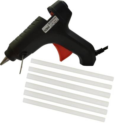 FADMAN Black 40 Watt | Red Trigger | Hot Melt Glue Gun | 6 Transparent Adhesive Glue Stick | Standard Temperature Corded Glue Gun