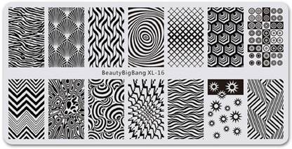 Imported Beauty Big Bang Stamping Template Rectangle Negative Space Reverse Lace Geometry Geometric Nail Art Image Plate BBB XL-016
