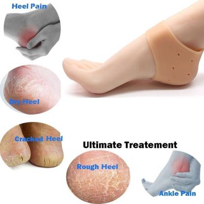Purasoft Anti heel crack set socks pain foot gel relief silicone moisturizing Heel Support