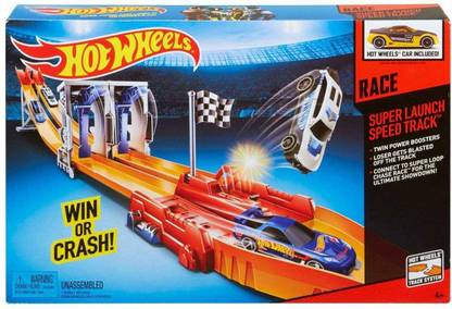 HOT WHEELS Super Launch Speed Trak Set Win Or Crash Action 4-10