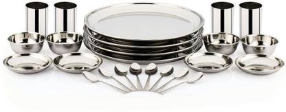 Pigeon Pack of 24 Steel Stainless Steel Lunch Sparkle Dinner Set