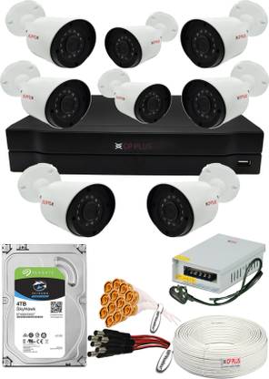 CP PLUS 4 Megapixel 8 Channel CCTV Full Combo Set with (4MP/2K, H.265 Supported 8Ch DVR, 8 Pcs Bullet 4MP Camera, 1 Pcs 4TB Hard Drive, 1 Pcs 12V Power Supply, Copper Cable 90 Meter, Audio Mic and Heavy Connectors Full Set) with 2 year warranty / Security Camera