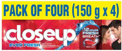 Closeup Ever Fresh Red Hot Gel Toothpaste,150 g (Pack of 4) Toothpaste