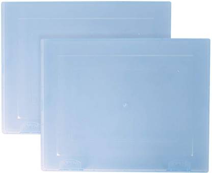 Pinzo 1 Compartments Plastic Transparent & Slim Paper Document Storage Box with Built-in Clip Lock ( Pack of 2)