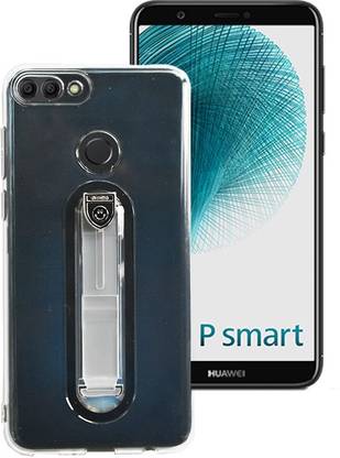 MARSHLAND Back Cover for Huawei P Smart, Transparent Ultra Thin Soft Silicon Case Kickstand with Thumb Grip Design Back