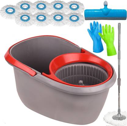 Ryan Best Bucket Mop Set Magic Spinning Floor Cleaning-Unique Aerodynamic Shape Mop-069 Mop Set, Floor Wiper, Glove