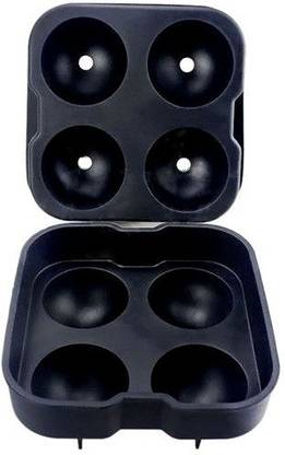 Happy2Buy Round Shape Ice Ball Maker With one mini funnel, Flexible Silicone Ice Cube Tray, Ice Tray for Chocolate, or Juice Glasses, Use for Kids with Candy Jelly, Milk, Juice(Orange) Black Plastic Ice Ball Tray