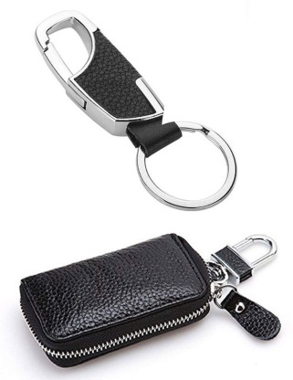 Stylish Men Unisex Leather Metal Car Keychain.Keyring Purse Bag Key Chain Keyfob 