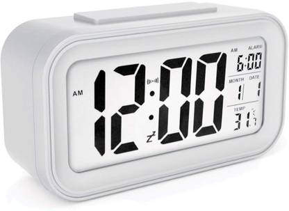 Efinito Digital Smart Alarm with Automatic Sensor Backlight, Snooze Alarm, Date and Temperature for Home and Office (White) Clock