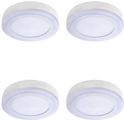 GALAXY 12 watt (6+3) LED Round Surface Light led Ceiling light Indoor Light 3D Effect Lighting (Double Color) Blue & White {No false Ceiling Required} pack of 4 Ceiling Light Ceiling Lamp
