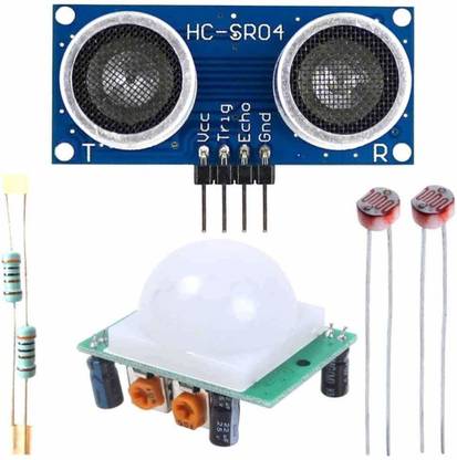 Technical hut Combo of ( PIR (HC-SR501) + Ultrasonic Sensor (HC-SR04) + LDR and 3K ohm Resistance) Sound Recorder and Sound Circuit Electronic Hobby Kit