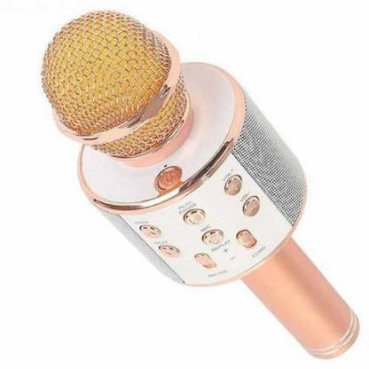 SHOPAIS Portable WS-858 Wireless Handheld Bluetooth Connection Player Speaker 2-in1 Condenser Mic for IOS and Andriod System Mobile Phones Microphone