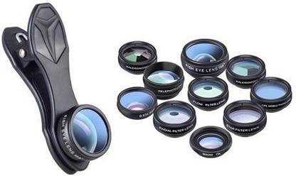Apexel 10 in 1 Phone Camera Lens Kit Fisheye, Wide Angle, Macro Lens, CPL, Filter Kaleidoscope, and 2X Telescope Lens with Carry Bag Mobile Phone Lens