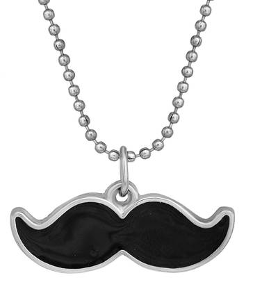 RN Stainless Steel Men Style Beard, Much, Mustache Design Pendant Chain Jewellery for Men and Boys Silver Brass Pendant