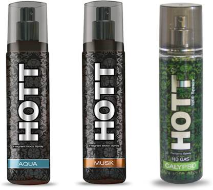 HOTT AQUA, MUSK & CALYPSO Perfume Spray for Men- (Set of 3) (135ml each) Perfume  -  135 ml