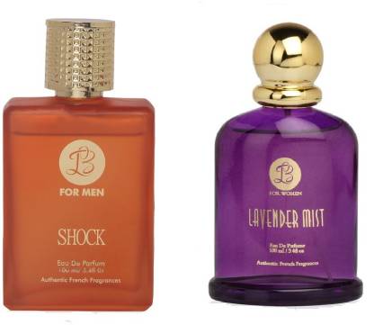 Lyla Blanc Mens SHOCK & Womens LAVENDER MIST - (Set of 2 Perfume for Couple) (100ml each) Eau de Parfum  -  100 ml