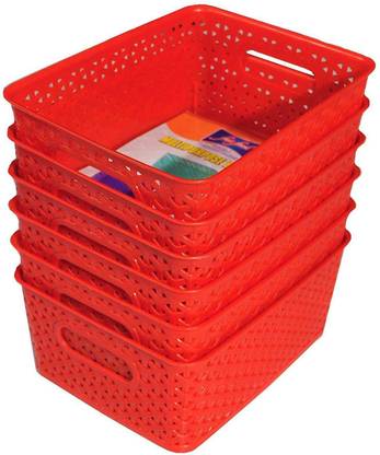 Fair Food Plastic Red basket set of 6 Storage Basket