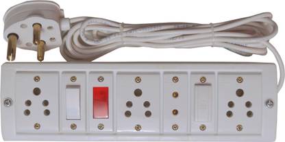 RUHAILA 3 ( 3 PIN )+1 (2 PIN)SOCKET+INDICATOR+FUSE WITH 4 METER HEAVY WIRE WITH 16 AMP PLUG 4  Socket Extension Boards
