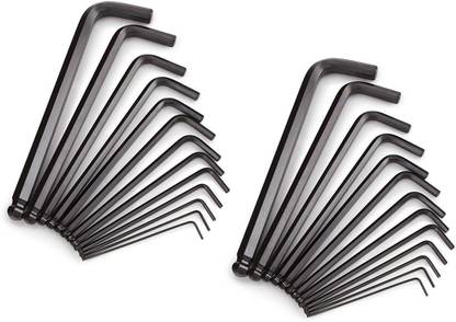 BIKEWAY 113july_28 Long Arm Ball End Hex Key Wrench Set, Inch/Metric, 26-Piece Allen Key Set