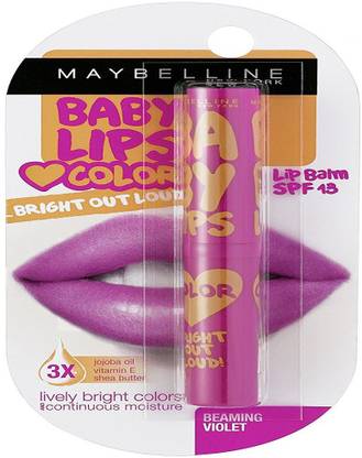 MAYBELLINE NEW YORK Bright Out Loud Baby Lips, Beaming Violet, 1.9g Baby Lips