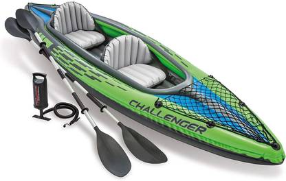 Kartsasta Inflatable Challenger K2 Kayak Boat, Multi Color Oar Water Raft