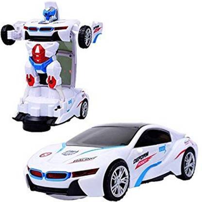 Vnex 3D Flashing Led Light Robot Races Car Toy 2 in 1 Transform Car Toy with 3D Bright Lights and Music
